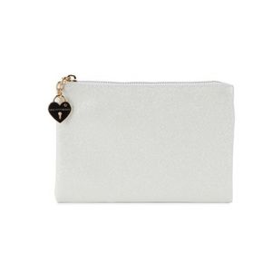 NWT Saks Fifth Avenue Exclusive Glitter Pouch White